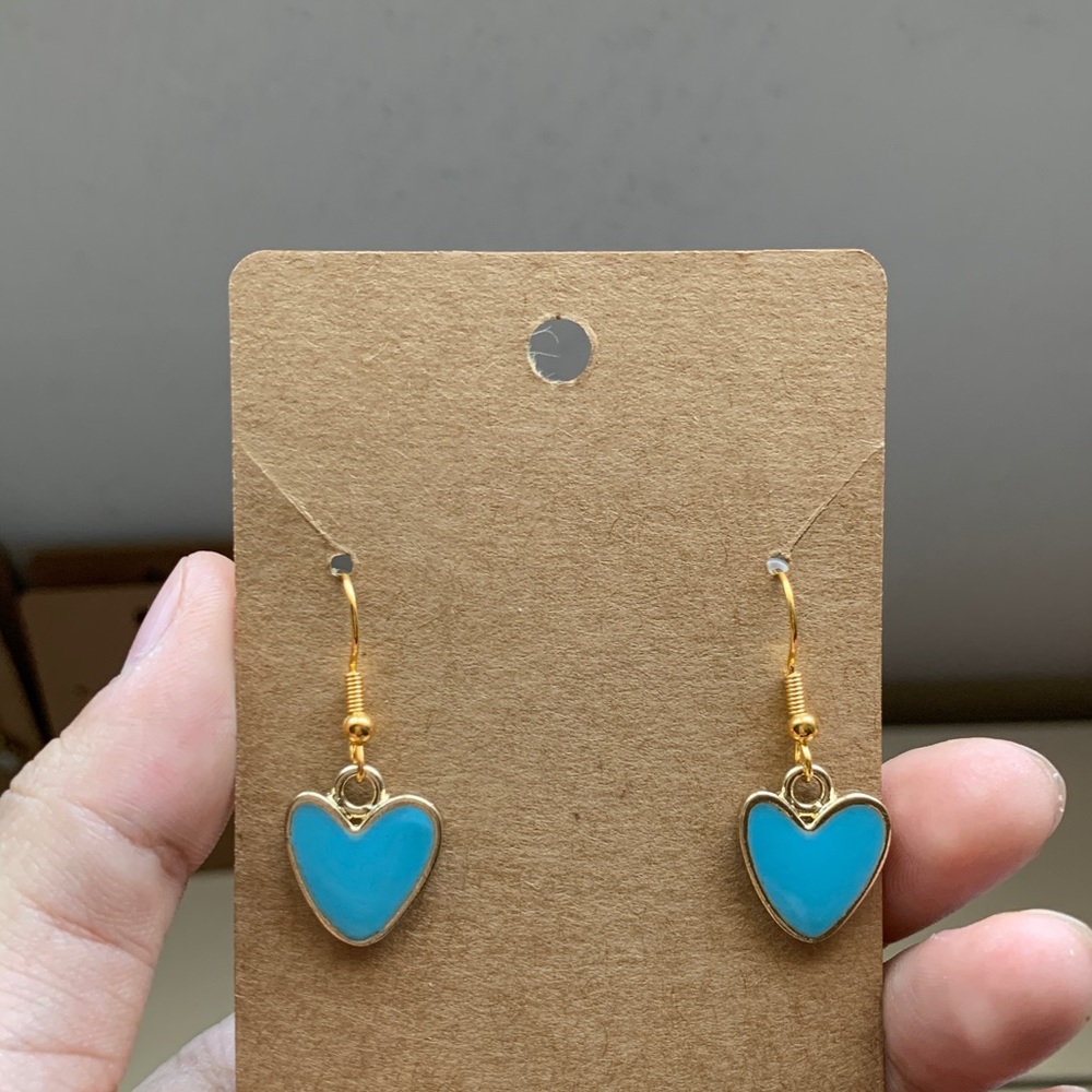 Tiffany Blue Gold Heart Earrings! - Picture 1 of 3